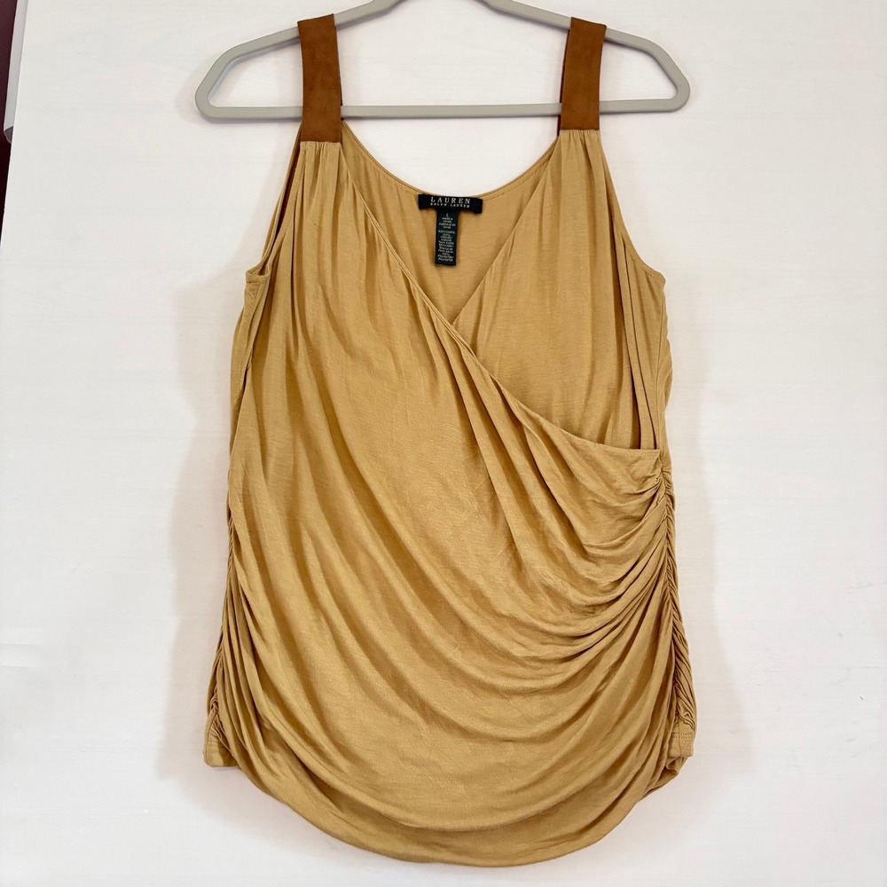 Lauren Ralph Lauren Mustard Tank Top with Brown Straps